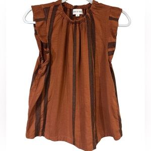 Anthropologie Cloth & Stone Rust Brown Striped Sleeveless‎ Top Blouse XS